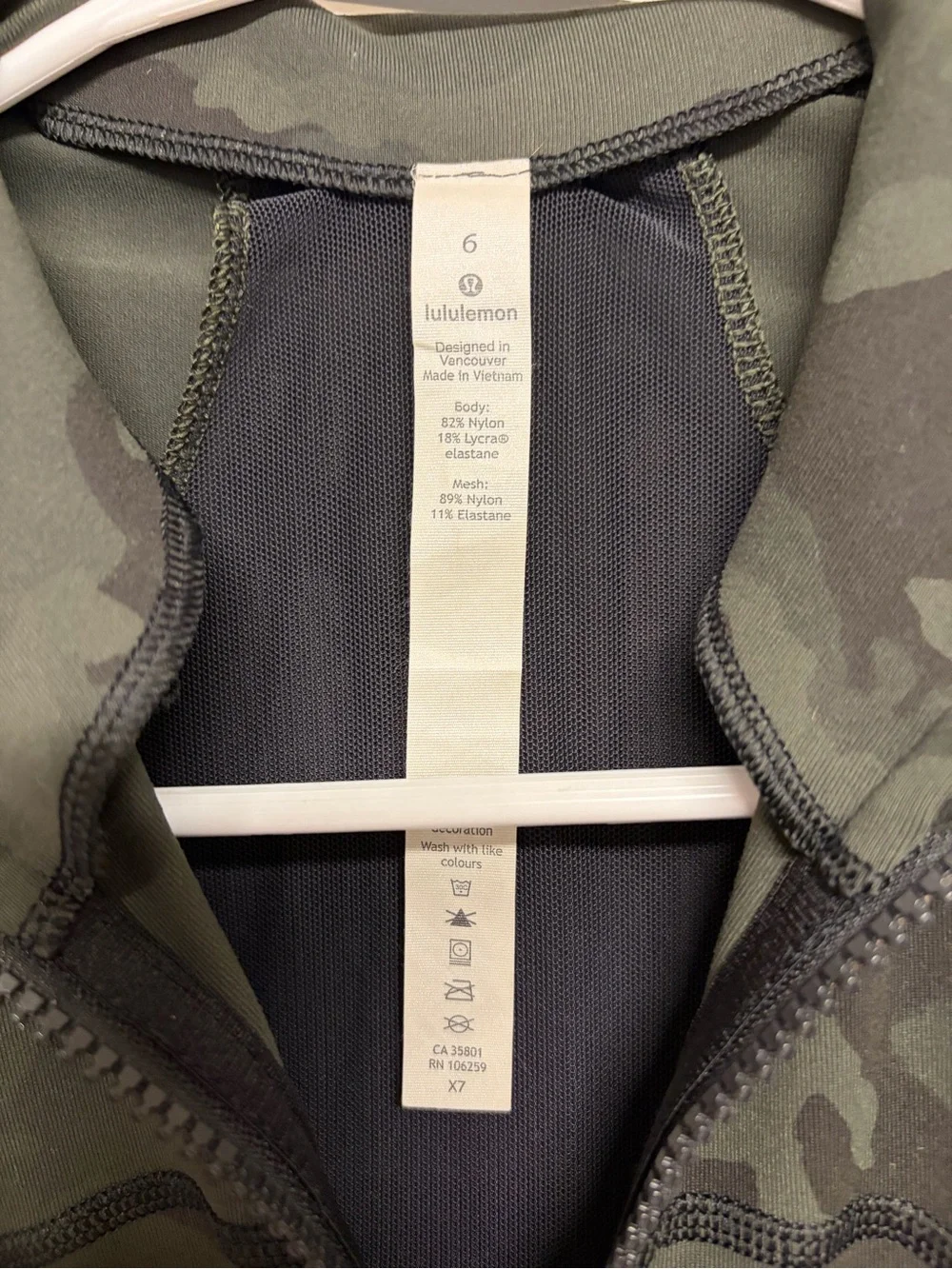 lululemon Camouflage Zip Jacket - Olive Green & Black